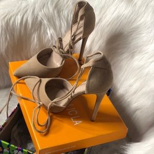 New Nude Lace-Up Pumps